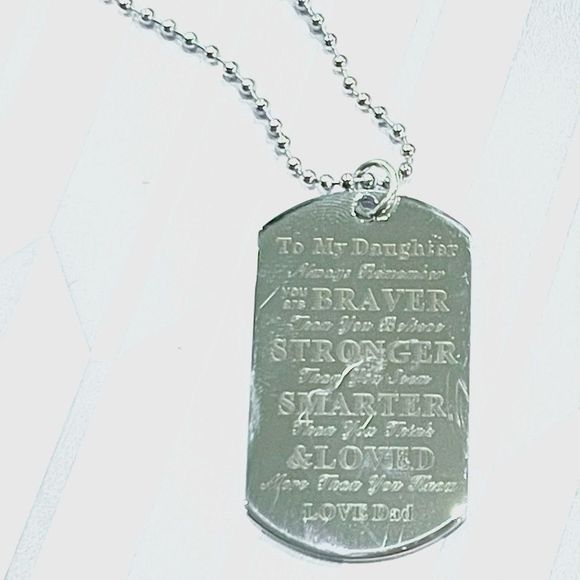 New To Daughter Love Dad Dog Tag Pendant Inspirational Gift Necklace - Picture 8 of 10